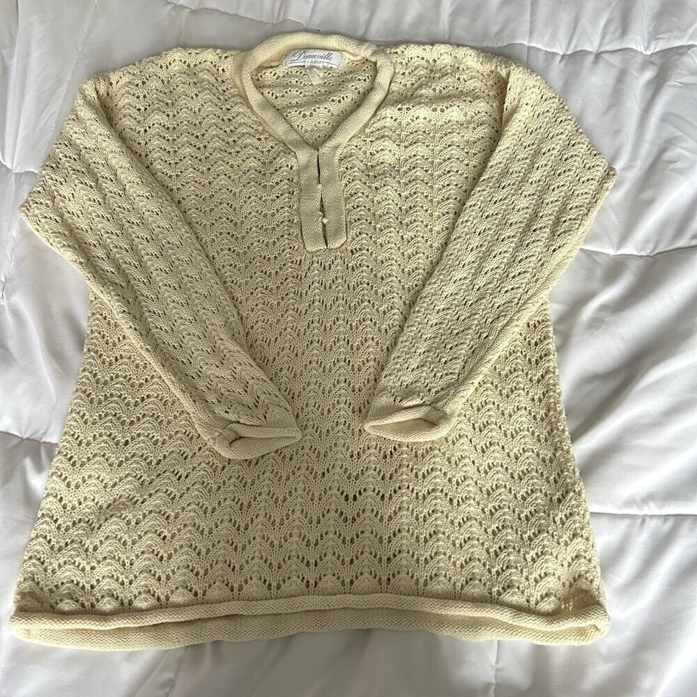 Deauville‎ T Dalton Sweater Womens Medium M Tan Knit Pullover Oversized Vintage